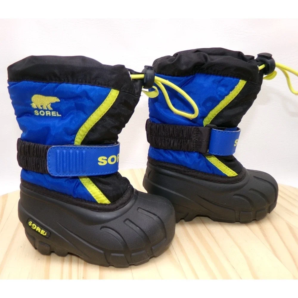 Sorel Flurry Winter Snow Boots Unisex Kids Blue Black Size 5 Waterproof